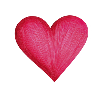 Vibrant pink heart illustration with textured, sketch like appearance, set against transparent background. heart dynamic lines create sense of movement and energy png
