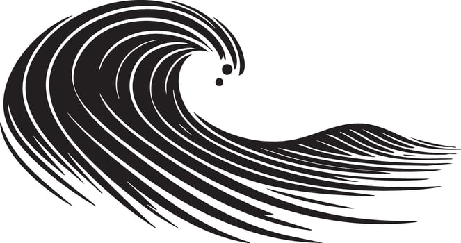 Stylized Black Wave Illustration for Dynamic Ocean Theme Designs vector