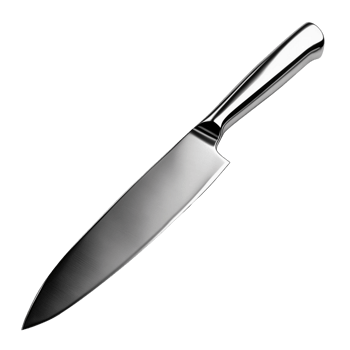 Shiny steel chef knife with polished handle isolated on transparent background png