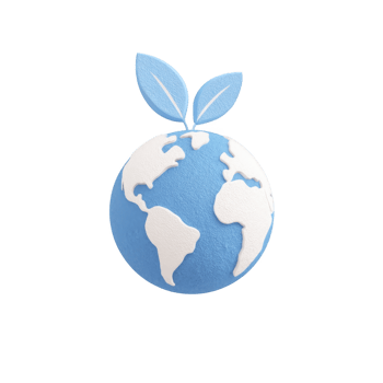 Stylized blue and white globe with two leaves on top symbolizes environmental awareness and sustainability. design emphasizes eco friendly concepts and global conservation png