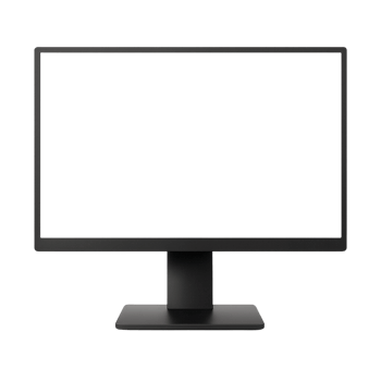 Modern black computer monitor with a sleek stand isolated on transparent background png