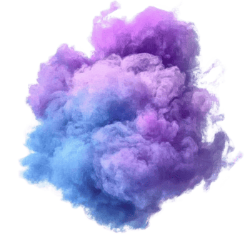 Vibrant cloud of purple and blue smoke creates mesmerizing and ethereal effect, blending seamlessly in dynamic display of color png