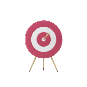 Red and white target with arrow in center stands on wooden tripod, symbolizing precision and success png