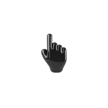 Black 3D hand cursor icon pointing upwards, symbolizing navigation or selection in digital interfaces. glossy finish adds modern touch, making it suitable for tech related designs png