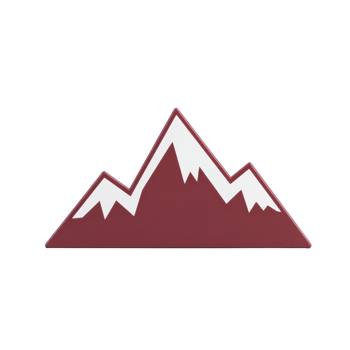 Stylized illustration of mountain range with sharp peaks and snow caps, set against plain background. design is simple and bold, using limited color palette for striking effect png