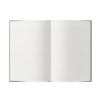 Open lined notebook with blank pages isolated on transparent background png