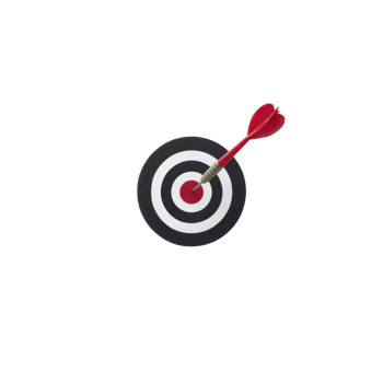 Red dart is perfectly hitting bullseye of black and white target, symbolizing precision and success. image conveys sense of achievement and focus png