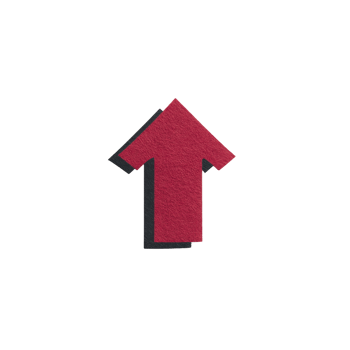 Red textured arrow pointing upwards on plain background, symbolizing direction or progress. shadow adds depth, creating three dimensional effect png
