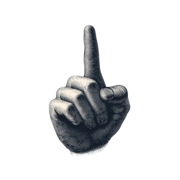 Vintage illustration of hand pointing upward, featuring intricate linework and shading, evokes sense of direction and guidance png