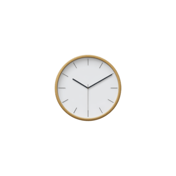 Minimalist wall clock with gold frame and simple black hands on white face, set against plain background. design is sleek and modern, emphasizing simplicity and elegance png