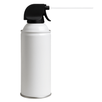 White aerosol can with black trigger sprayer and straw isolated on transparent background png