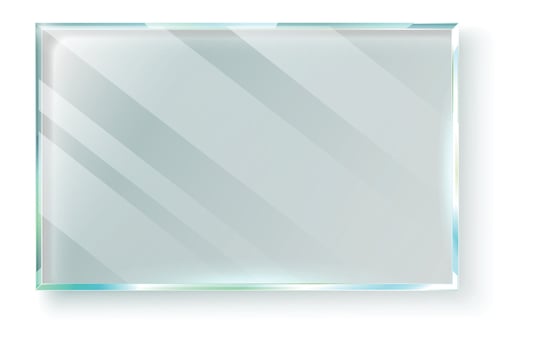 Realistic transparent glass plate featuring captivating light reflections and soft shadows, isolated on a white background, perfect for enhancing design projects and presentations vector
