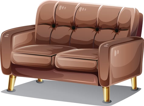 Brown couch with gold legs vector