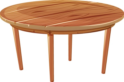 round wooden table realistic style vector