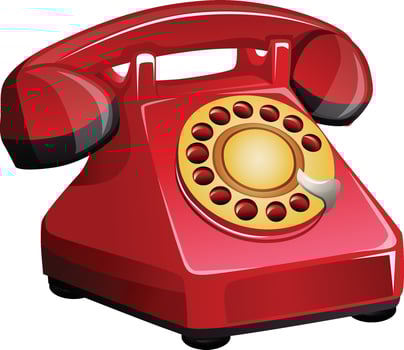red old vintage telephone realistic style vector
