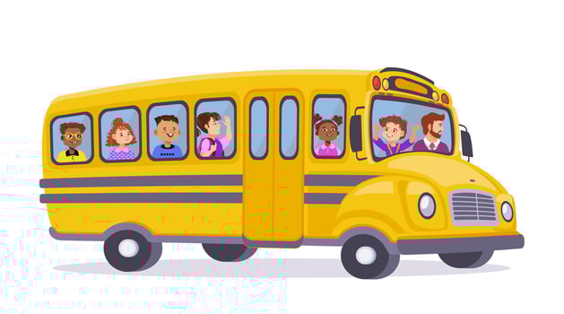 Yellow school bus with children inside vector