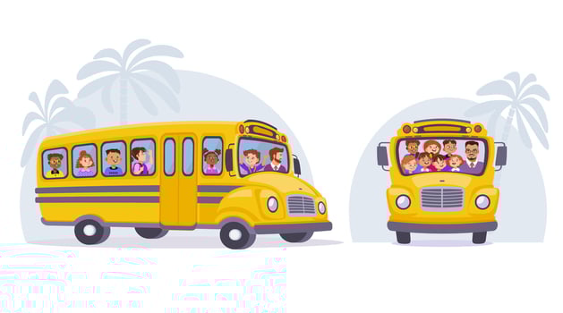 Illustration of school buses with children vector