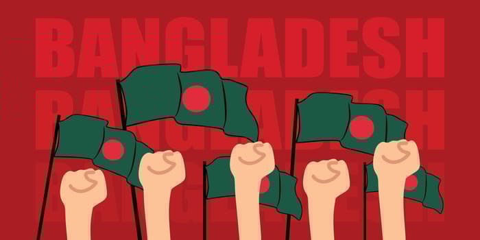 hand with flag of the Bangladesh or Bangladesh independence day illustration of Bangladesh flag with red background banner or greeting card vector