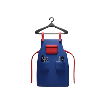 3D Barber Apron with Scissors and Comb png
