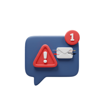 3D Alert Message Icon with Envelope and Exclamation Mark png