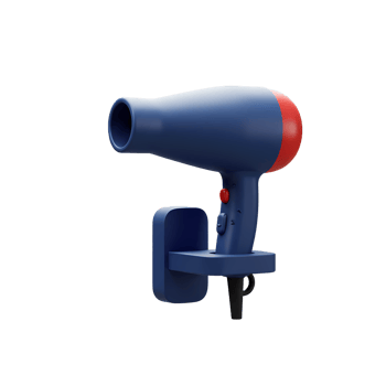 3D Render of Wall-Mounted Hair Dryer in Blue and Red png