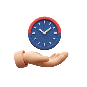 3D Illustration of Clock Above Open Hand png