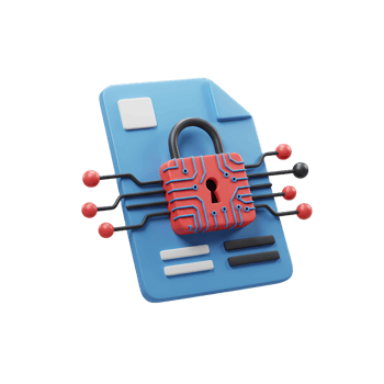 3D Illustration of Secured Digital File with Circuit Lock png