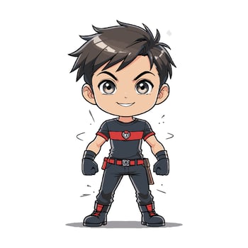 A cartoon character with black hair and red shirt vector