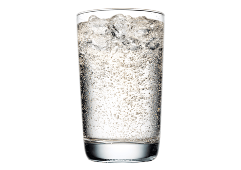 Refreshing soda water served in a clear glass with bubbles on a transparent background. Perfect for beverage illustrations in format. png