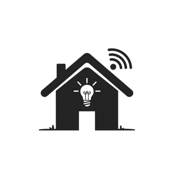 Black House Icon Smart Home Wifi Lightbulb isolated on a transparent background image png