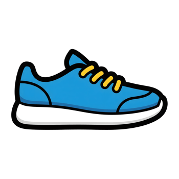 Blue Sneaker with Yellow Laces Cartoon Icon isolated on a transparent background png