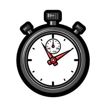 Black Stopwatch Red Hands White Face Time Icon isolated on a transparent background png