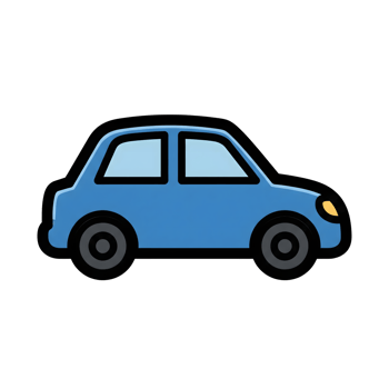 Blue Small Car Icon Simple Vehicle Illustration isolated on a transparent background png