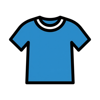 Blue T Shirt Icon with White and Black Trim isolated on a transparent background png