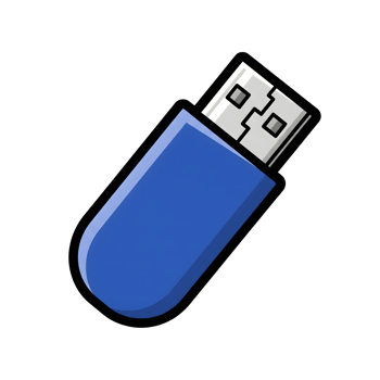 Blue U S B Flash Drive Icon Cartoon Style isolated on a transparent background thumb drive png