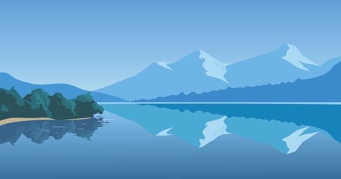 Landscape mountain and lake, beautiful nature blue lake and mountains vector