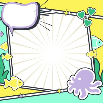 Eco-Friendly Comic Layout with Cute Sea Animals. Ocean Awareness Poster Template for Social Media or Print vector
