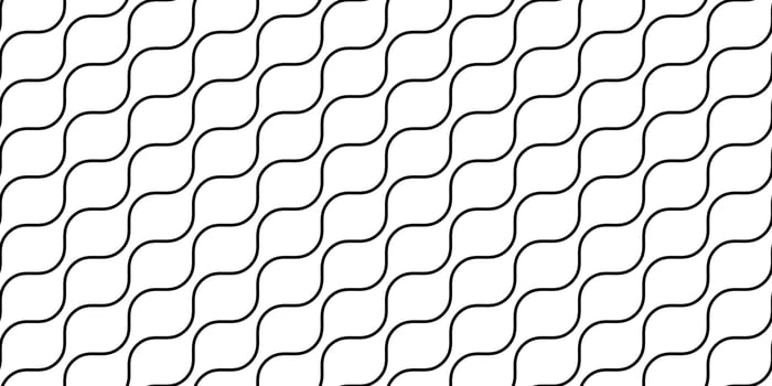 Wavy lines seamless pattern. Undulate stripes repeating background. Black and white diagonal wave texture. Simple curved linear wallpaper. Textile and fabric design template vector