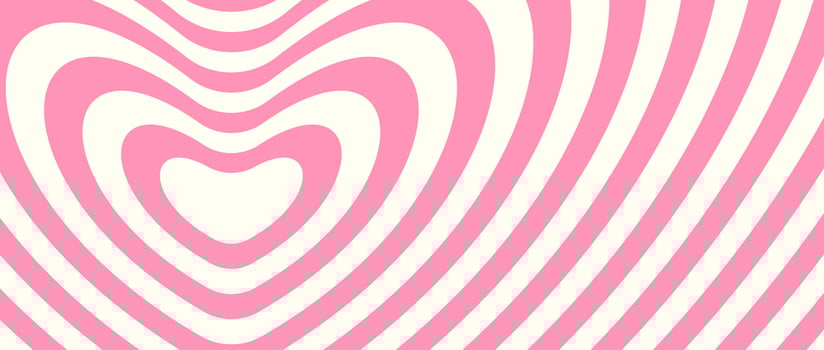 Abstract hypnotic heart background. Valentines optical illusion pattern. Black and white heart-shaped op art design for poster, banner, template. vector
