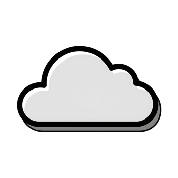 Gray Cloud Icon Cartoon Style Thick Outline isolated on a transparent background png