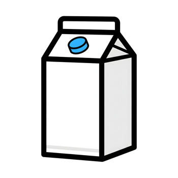 Cartoon Milk Carton Icon White Light Grey Blue isolated on a transparent background png