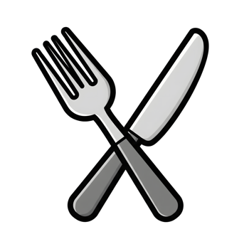 Crossed Silver Fork and Knife Icon Illustration isolated on a transparent background png