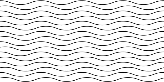 Wavy lines seamless pattern. Black and white stripes repeating background. Undulate horizontal waves texture. Simple curved linear wallpaper. Textile and fabric swatch design template. vector