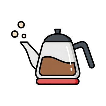 Glass Coffee Kettle Brown Coffee Steam Icon isolated on a transparent background png