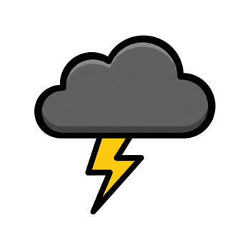 Dark Gray Cloud with Yellow Lightning Bolt icon isolated on a transparent background png