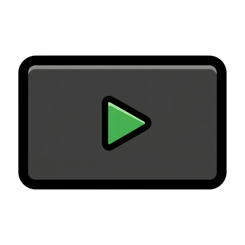 Dark Gray Rectangular Play Button Green Triangle Icon isolated on a transparent background png