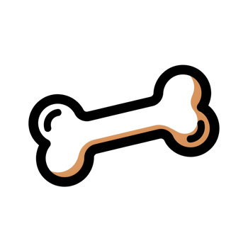 Light Brown Beige Dog Bone Cartoon Icon Black Outline isolated on a transparent background png