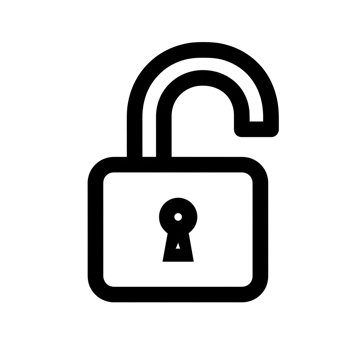 Open Padlock Icon White Outline Silhouette isolated on a transparent background unlocked png