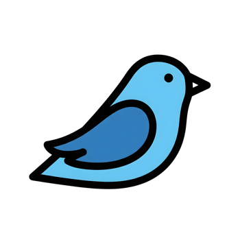 Light Blue Bird Icon Cartoon Style Illustration isolated on a transparent background png