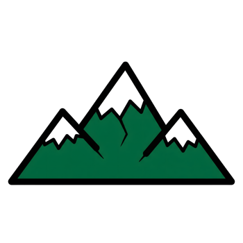 Green Mountains with White Snow Peaks Icon isolated on a transparent background image png